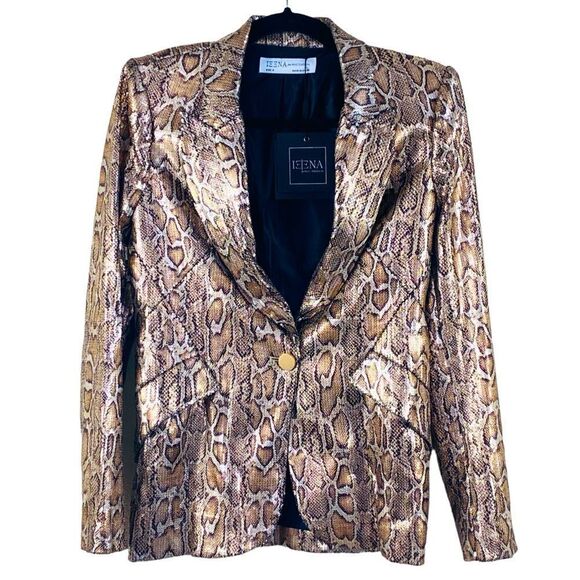 IEENA for Mac Duggal Sequin Leopard Print Blazer Sz 6 NWT - Picture 6 of 16